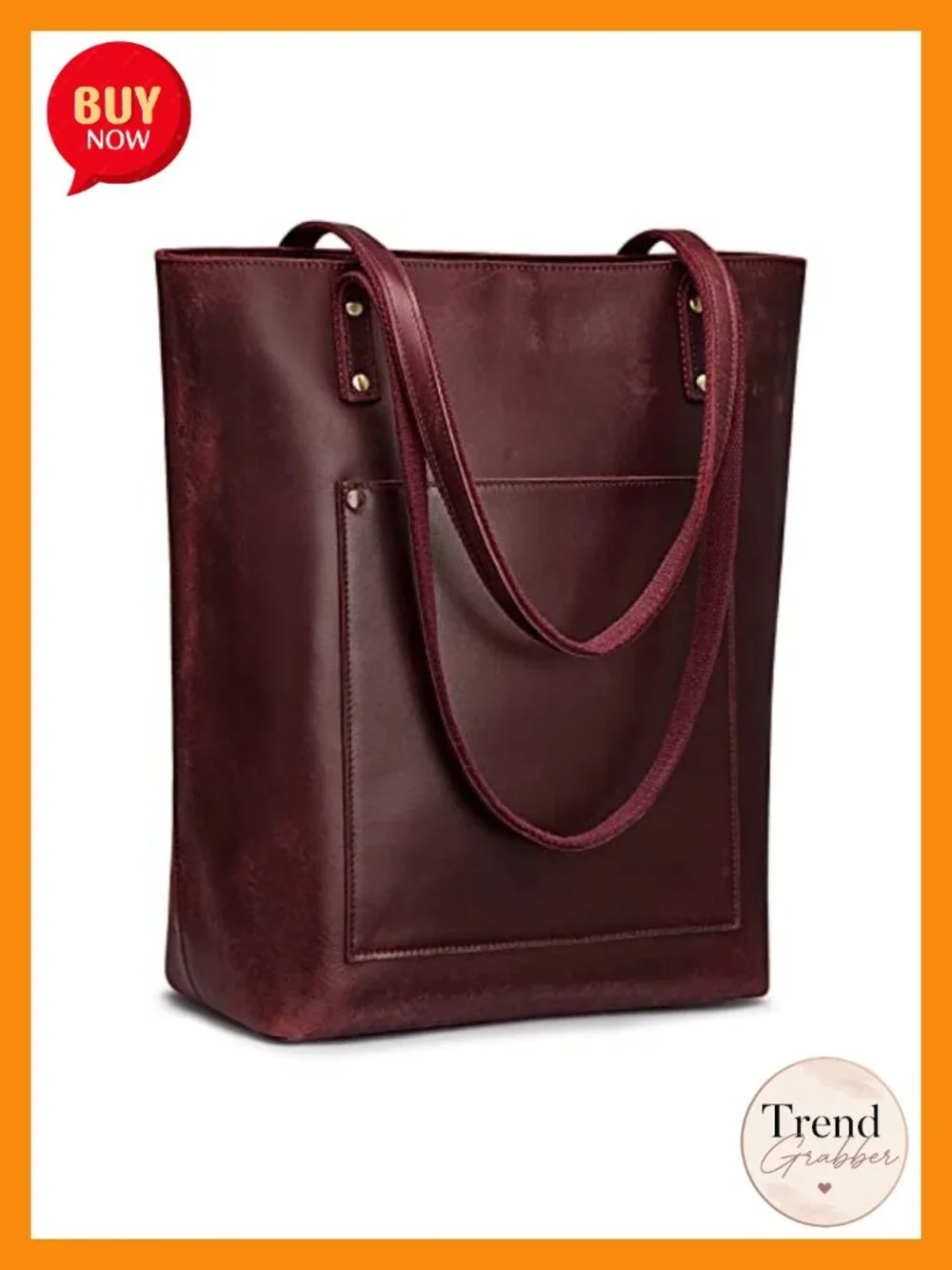 Leather Tote Bag with Padded Laptop Compartment and Luggage Sleeve